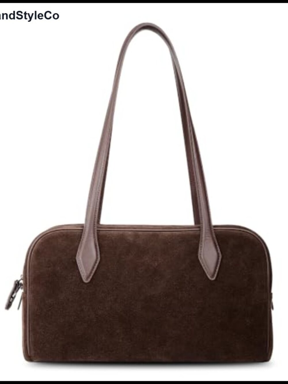 Suede Leather Bowler Shoulder Bag Anti-Theft Zipper Everyday Purse